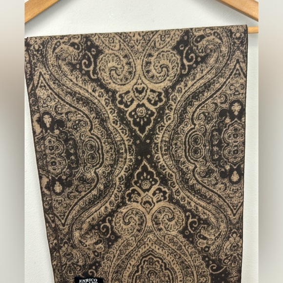 Enrico Milano NWOT 100% Silk Winter Paisley Scarf with Fringe - Picture 3 of 6